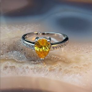 Sterling silver pear shaped cubic zirconia pave cz band gift for her